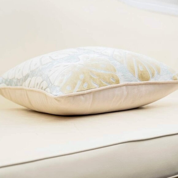 Coastal Leaf Velvet Decorative Velvet Throw Pillow Cover 18x18 - Picture 3 of 5